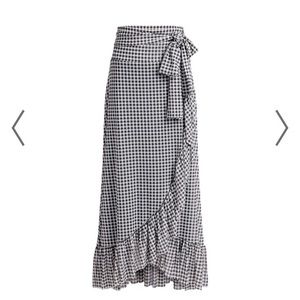 Ganni Ruffled Gingham Mesh Wrap Skirt